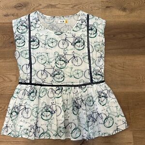 Tulip b boutique peplum linen top bicycle print size S